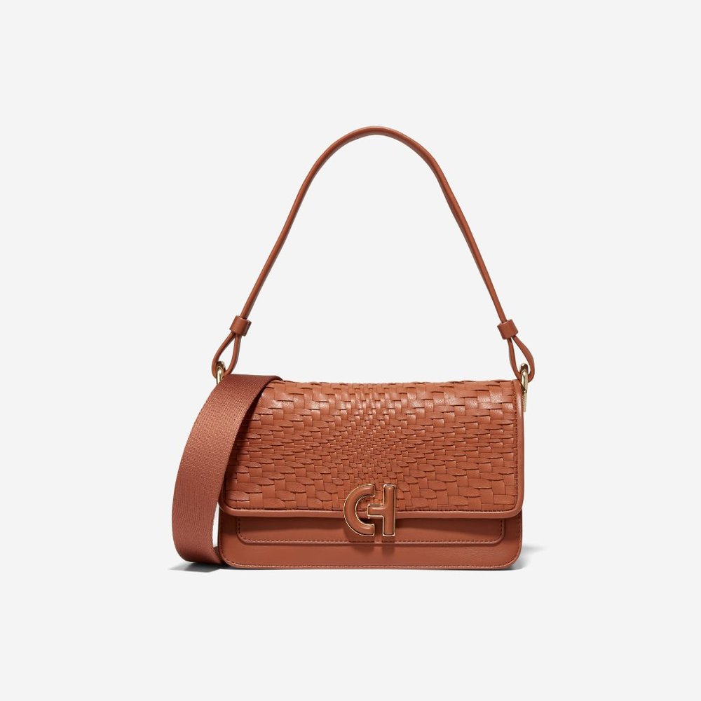 BRAND NEW Cole Haan Womens Mini Woven Shoulder Bag BROWN